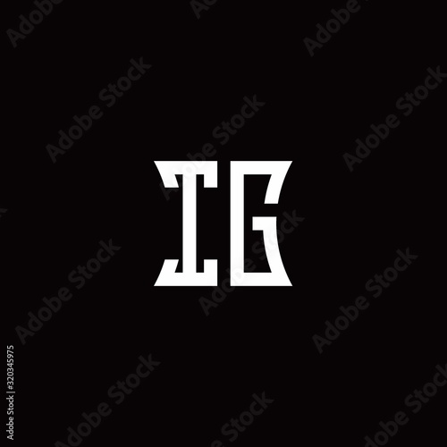 IG monogram logo with curved side style design template