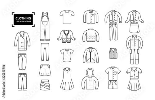 Clothing Icon Line Set Design