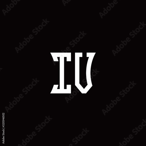 IV monogram logo with curved side style design template