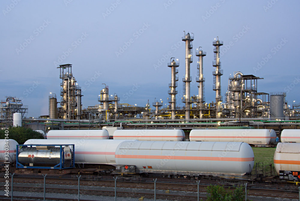 Refinery And Railroad Cars