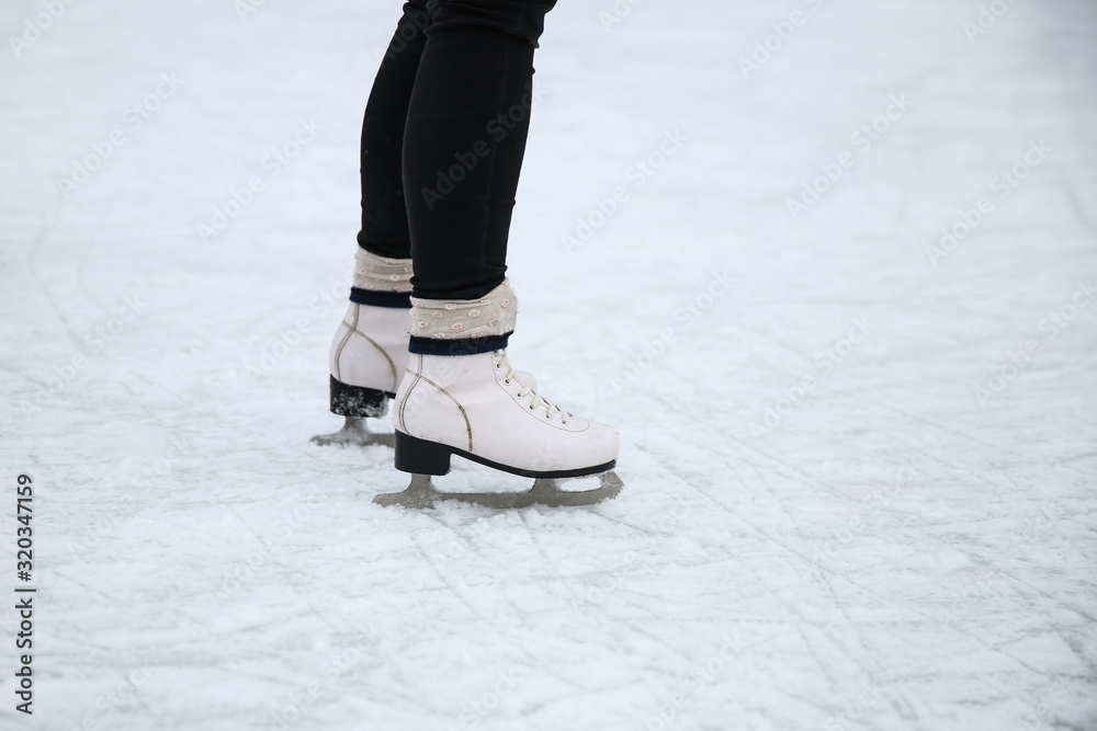 ice skating on the rink close-up ice skating on the rink close-up