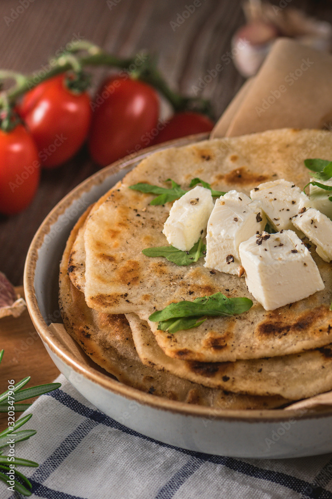 Homemade tortillas with feta cheese Homemade tortillas with feta cheese