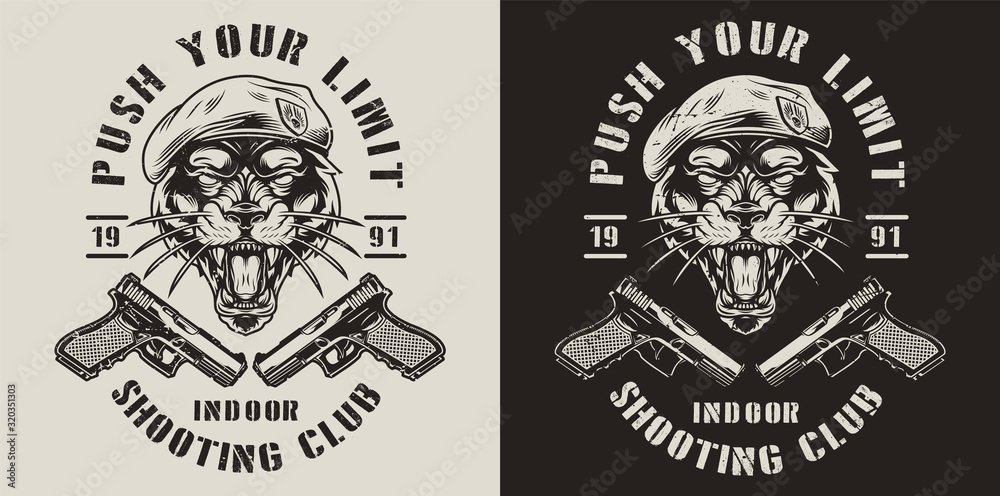 Fototapeta premium Vintage monochrome military label