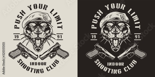 Vintage monochrome military label