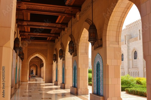 Architecture of Sultan Qaboos Grand Mosque in Oman