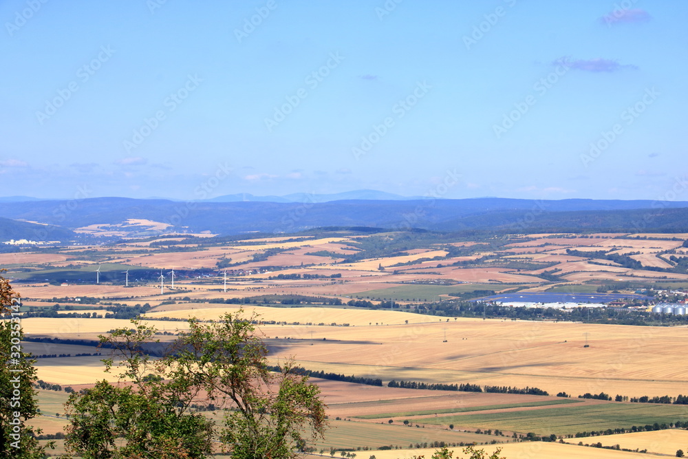 scenic view from the Kyffhaeuser monument to the Harz landscape