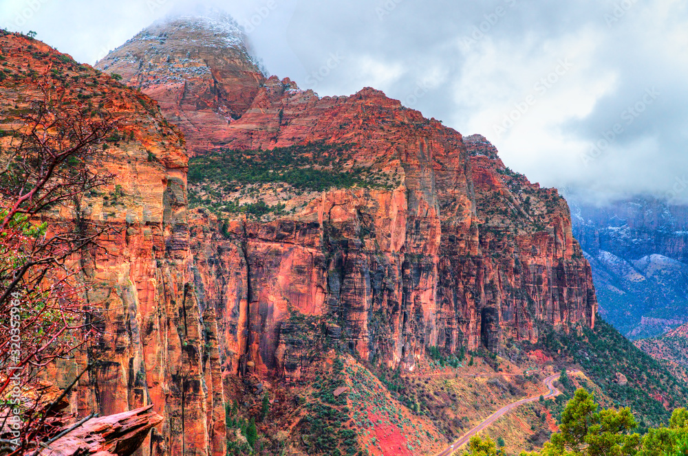 Overlook on the Zion National Park valley, Utah, USA.