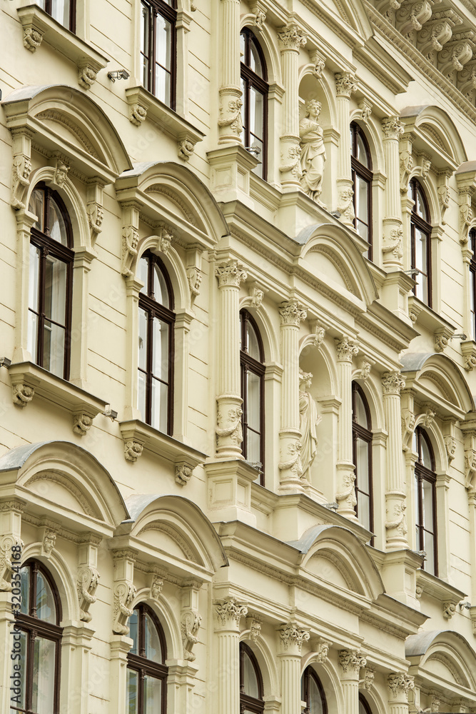 Facade of an old building in the city center of Budapest, Hungary