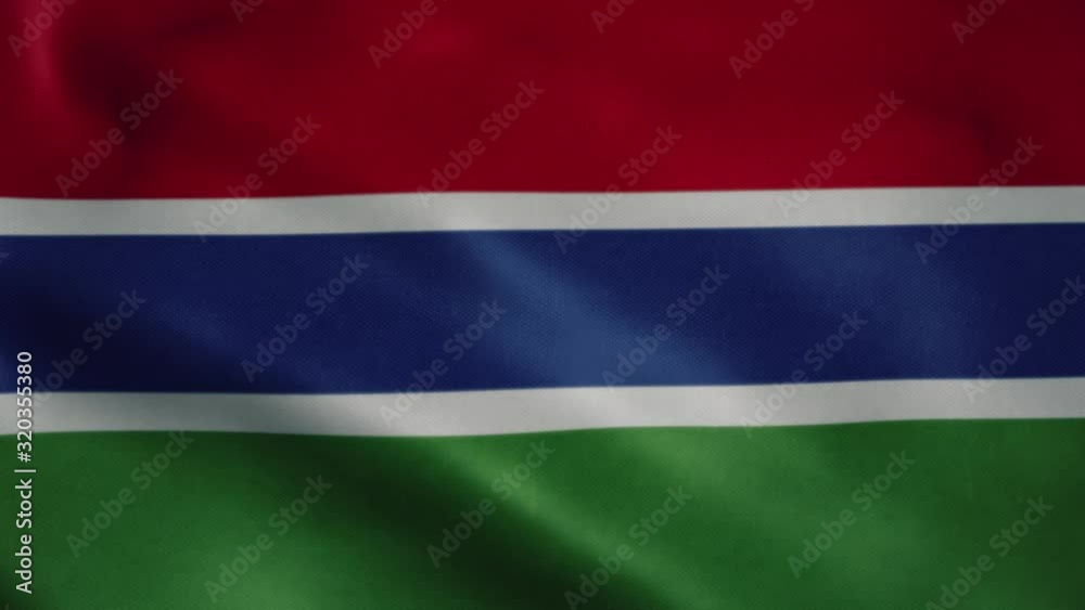 Flag of Gambia, slow motion waving. Looping animation. Ideal for sport events, led screen, international competitions, motion graphics etc Flag of Gambia, slow motion waving. Looping animation. Ideal for sport events, led screen, international competitions, motion graphics etc