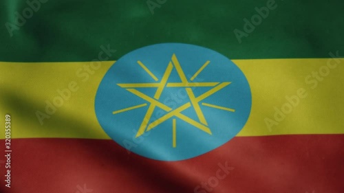 Flag of Ethiopia, slow motion waving. Looping animation. Ideal for sport events, led screen, international competitions, motion graphics etc photo