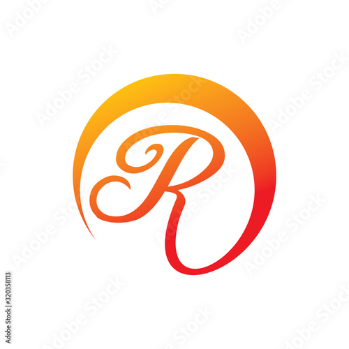 red color circle letter r logo design