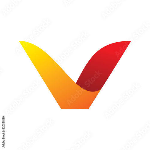 red yelllow orange letter v bright creative color logo design