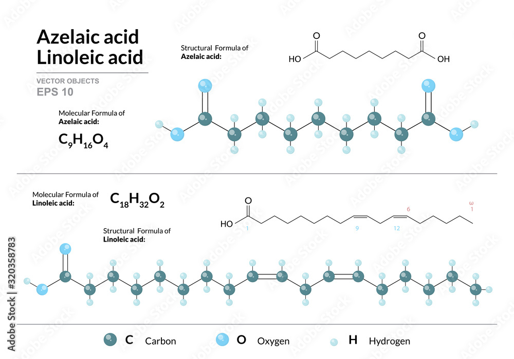 Azelaic and Linoleic acids. Dicarboxylic and Polyunsaturated Omega6