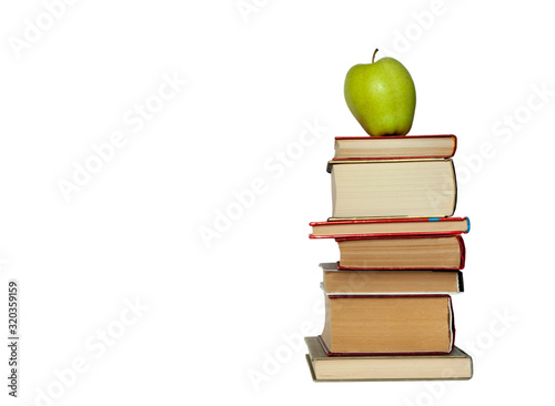 Stack of books isolated on a white background, back to school education concept.