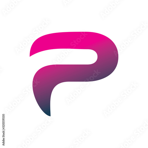 color pink blue motion shape  letter p logo design