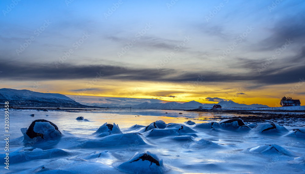 Coast of the Norwegian Sea.Winter. Tromso