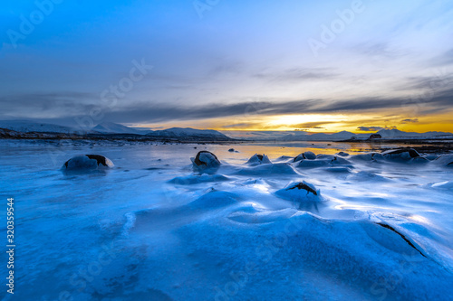 Coast of the Norwegian Sea.Winter. Tromso