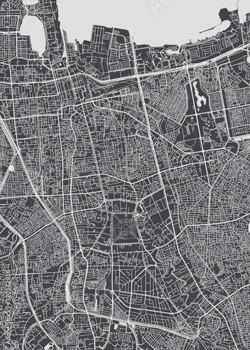 Photo City map Jakarta, monochrome detailed plan, vector illustration