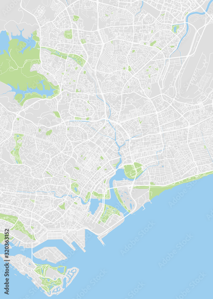 City map Singapore, color detailed plan, vector illustration