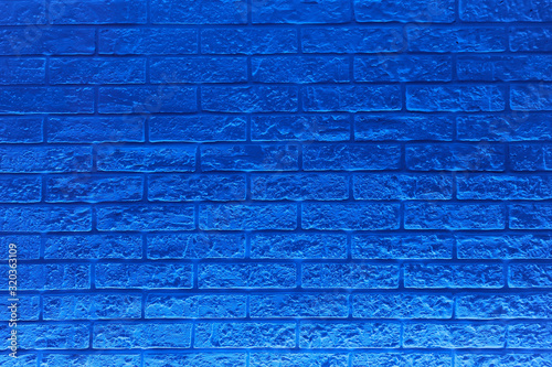 Brick wall of blue neon light