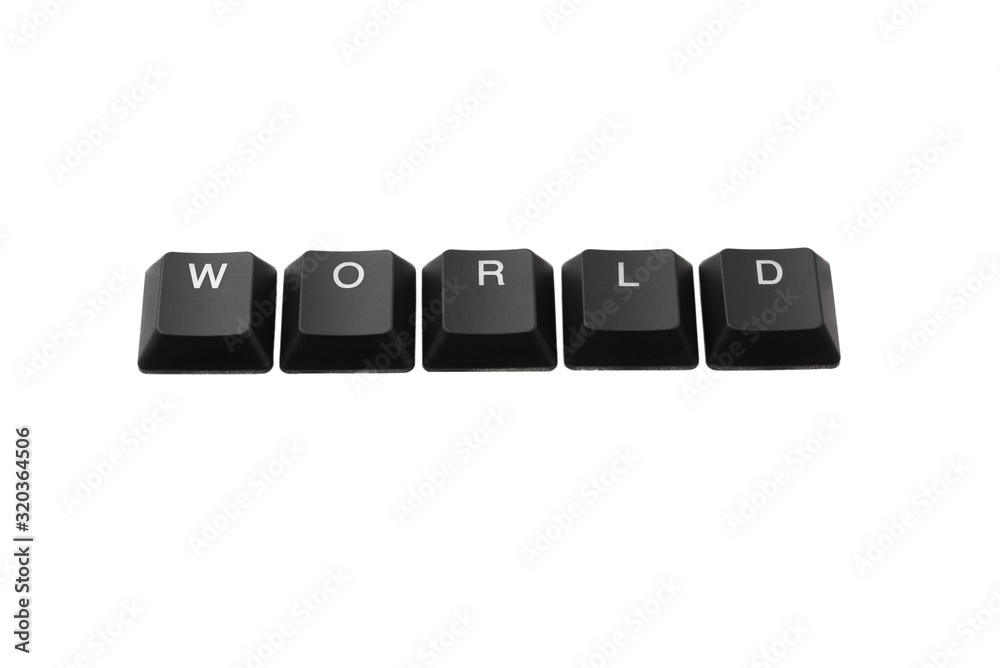 Word world written on keyboard. Isolated on white. Word world written on keyboard. Isolated on white.