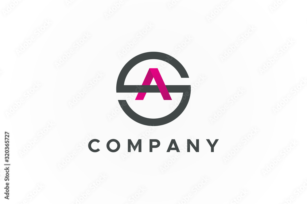 Circular Initial Letter S and A Logo. Flat Vector Logo Design Template Element Circular Initial Letter S and A Logo. Flat Vector Logo Design Template Element