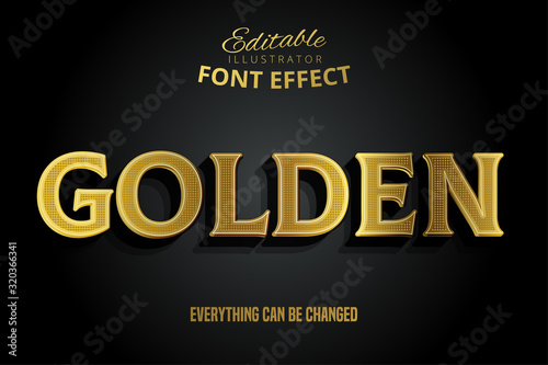 Golden text, editable font effect