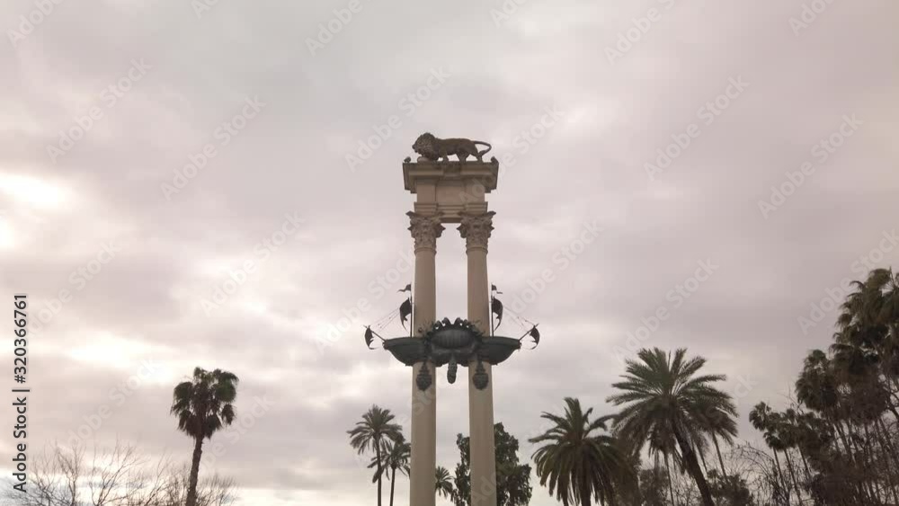 Tilt Up, Monument to Christopher Columbus in garden of Seville, Spain Tilt Up, Monument to Christopher Columbus in garden of Seville, Spain
