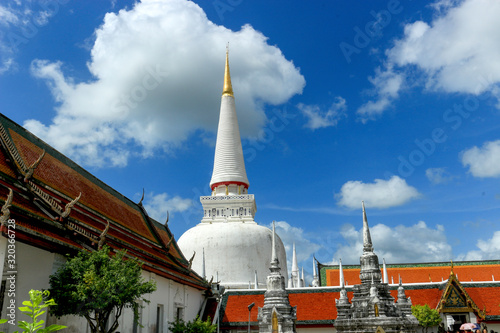 Great Pagoda of Wat Phra Mahathat Woramahawihan temple the historical famous landmark of Nakhon Si Thammarat where the historic city of southern Thailand photo