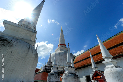 Great Pagoda of Wat Phra Mahathat Woramahawihan temple the historical famous landmark of Nakhon Si Thammarat where the historic city of southern Thailand photo