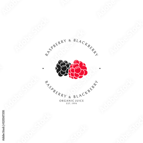Raspberry and blackberry juice. Logo template
