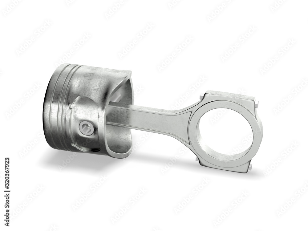 Cylinder piston and connecting rod 3d rendering Cylinder piston and connecting rod 3d rendering