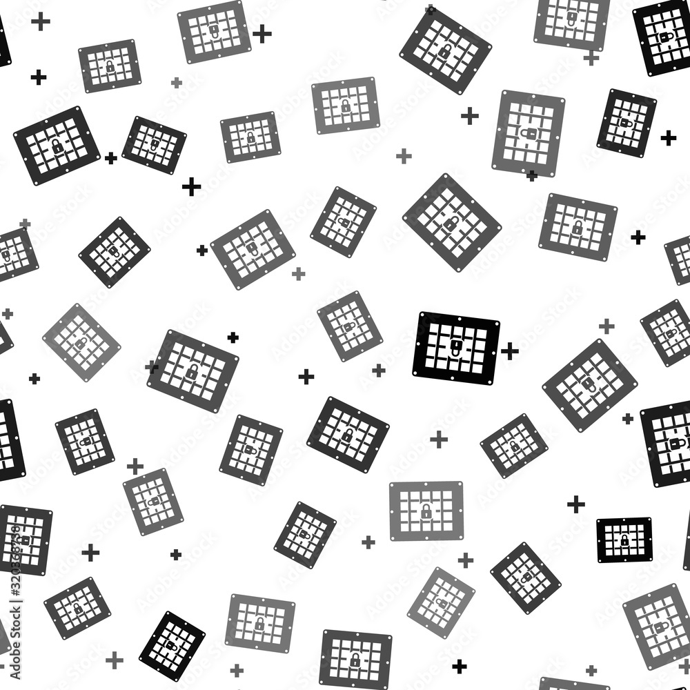 Black Prison window icon isolated seamless pattern on white background. Vector Illustration Black Prison window icon isolated seamless pattern on white background. Vector Illustration