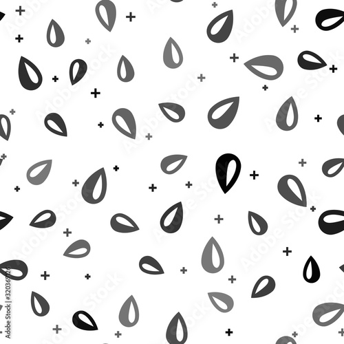 Black Drop icon isolated seamless pattern on white background. Vector Illustration