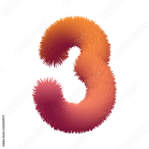Number, Fur, Fluffy vector template