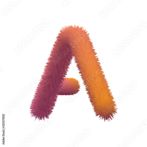Capital Letter, Fur vector, Fluffy illustration