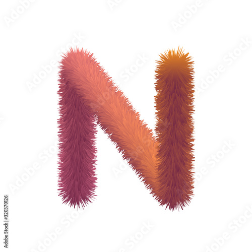 Capital Letter, Fur vector, Fluffy illustration