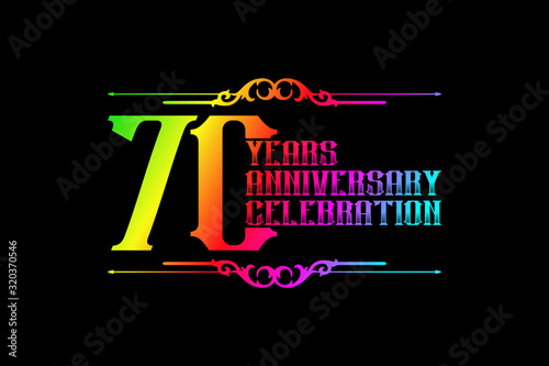 70th years anniversary logo template, Vector design birthday celebration photo