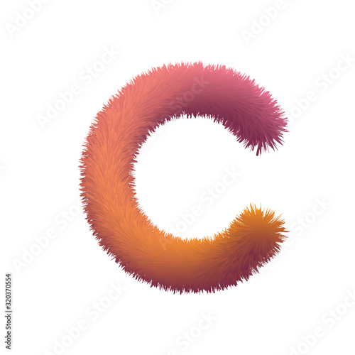 Capital Letter, Fur vector, Fluffy illustration