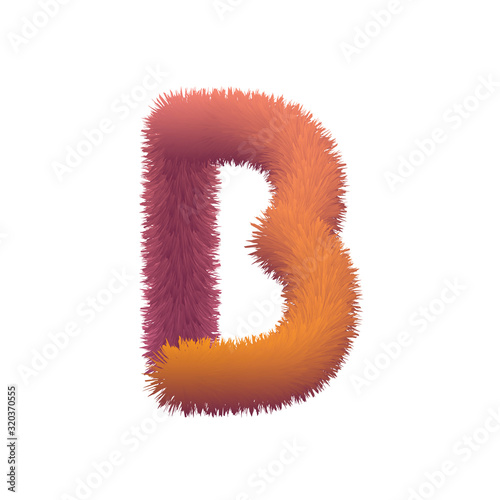 Capital Letter, Fur vector, Fluffy illustration