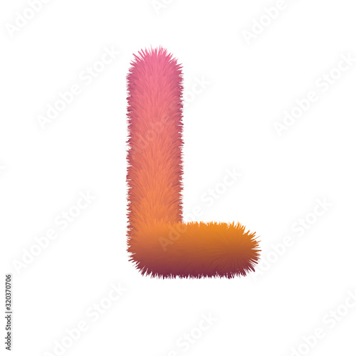 Capital Letter, Fur vector, Fluffy illustration