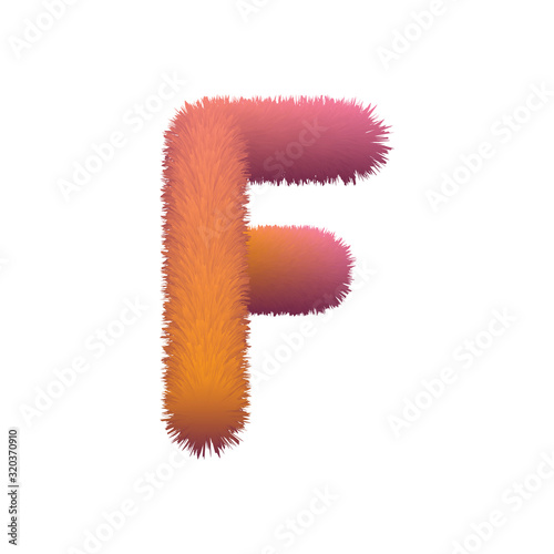 Capital Letter, Fur vector, Fluffy illustration