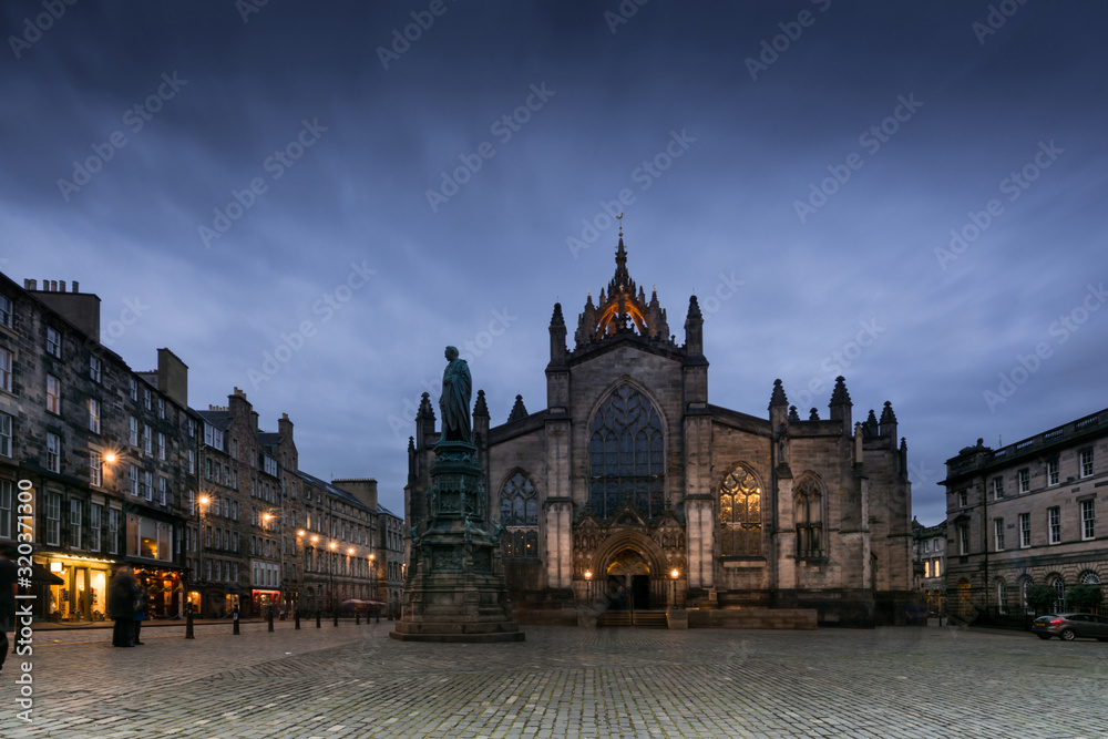 St.Giles cathedral, Edinburgh, Scotland, Royal Mile, Night photo, Long Exposure 