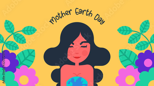 Flat mother earth day background illustration vector