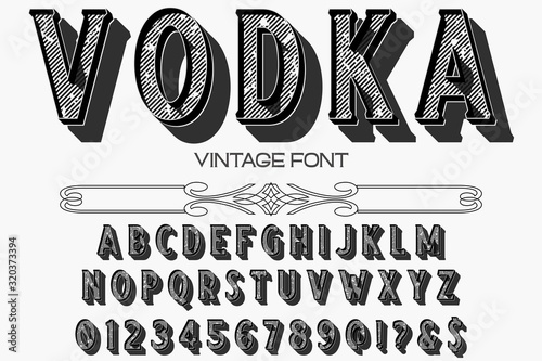abc Font. alphabet Script. Typeface.Shadow. Effect.vintage Hand Drawn.Retro Typography.Vector Illustration