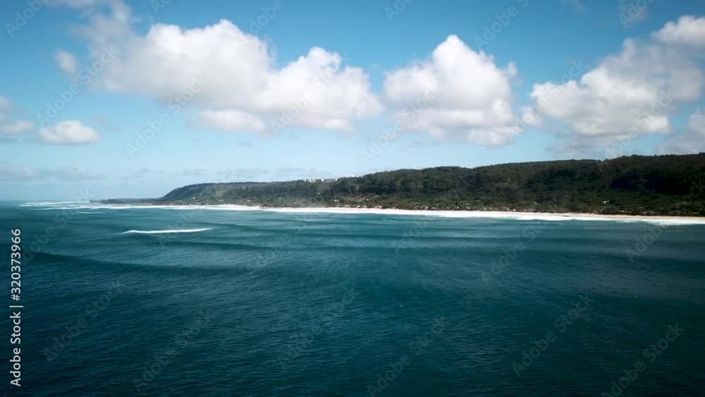 Winter Swell Creating Huge Waves for Surf Season on North Shore Oahu, Aerial