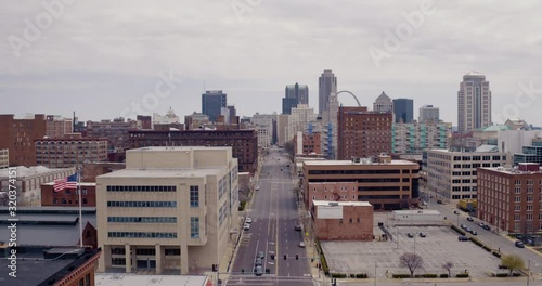 Drone Shot Over Downtown Buildings in St. Louis, Missouri photo