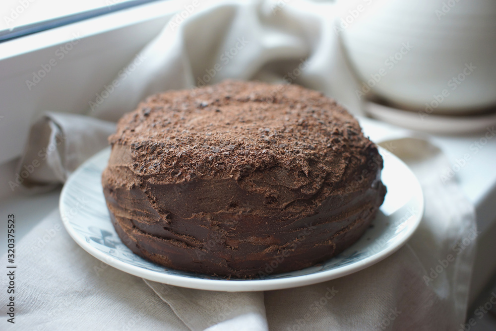 Basque beret chocolate cake cooked at home