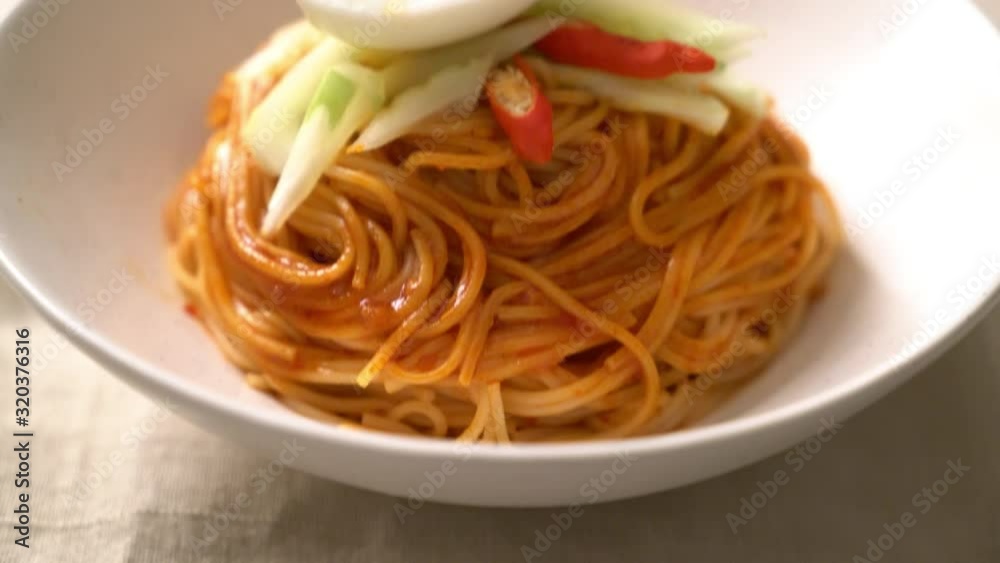 Korean cold noodles with egg - Korean food style Korean cold noodles with egg - Korean food style