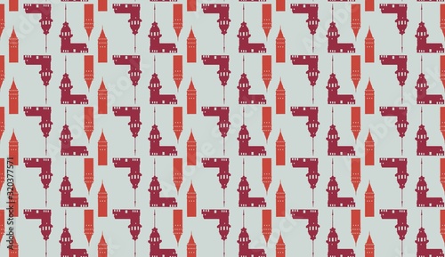 Seamless pattern design using Istanbul Galata Tower and Maiden Tower